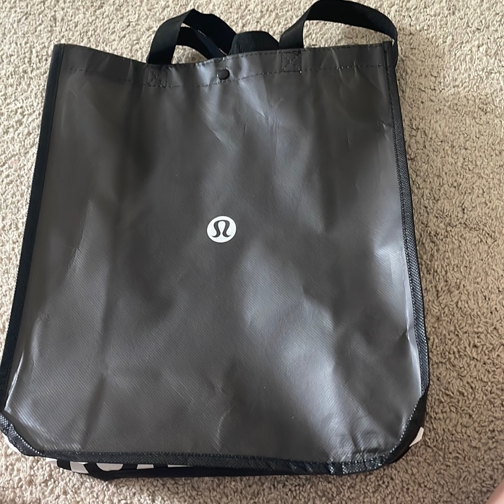 Large black and white lululemon bag